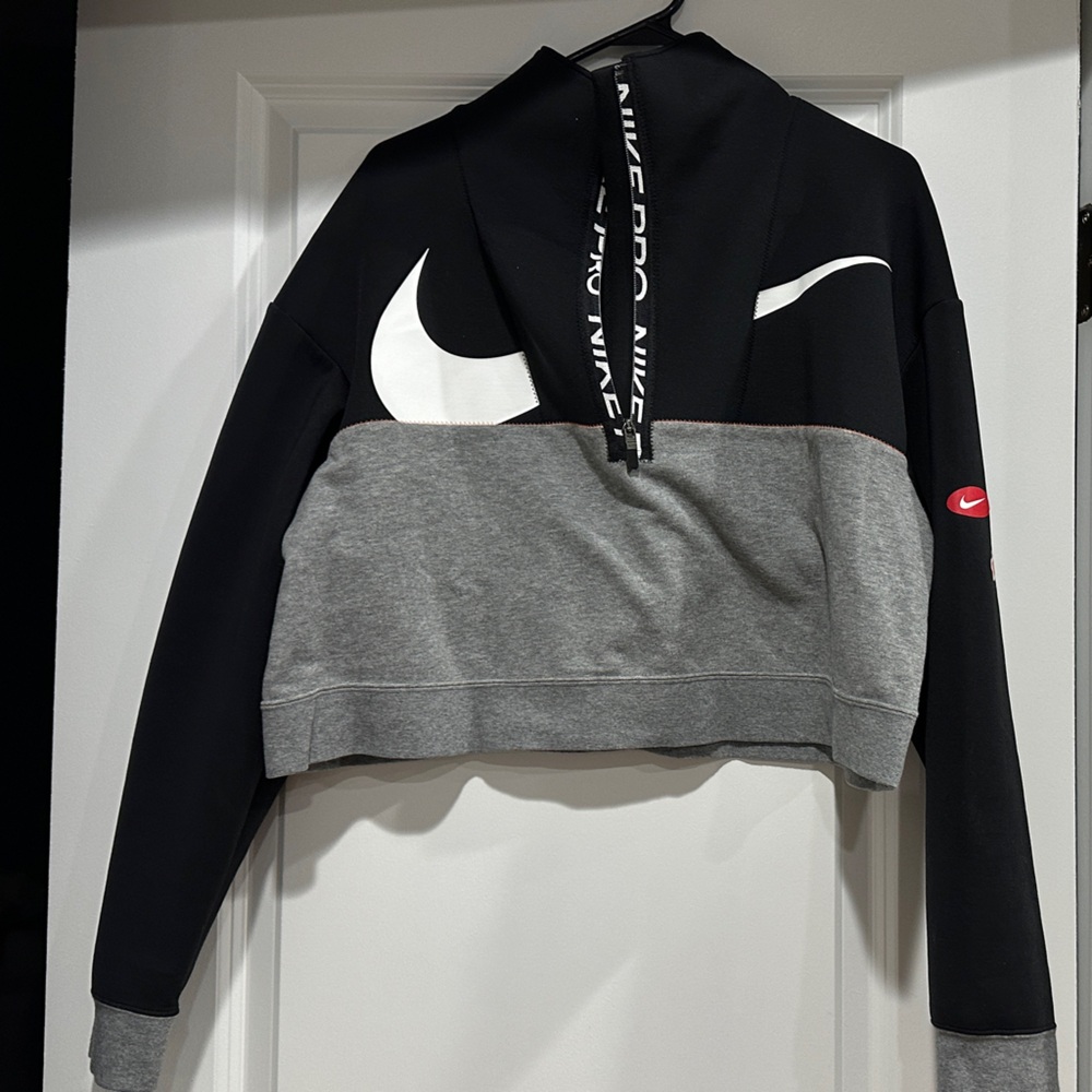 Nike Black and Gray Pro Hoodie
